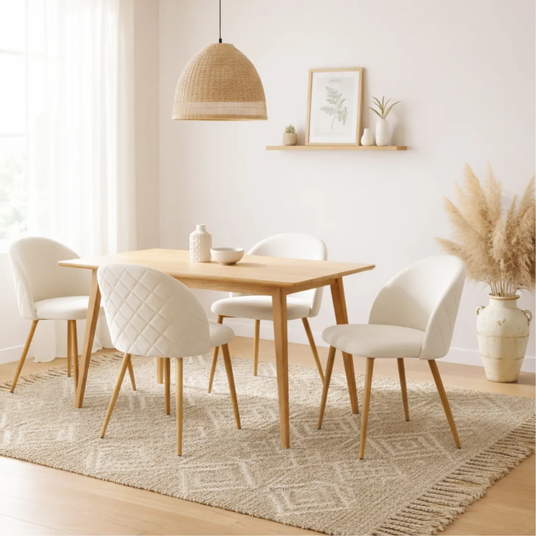 Mesa Vema Nordico con Sillas Tokio Felpa Wood