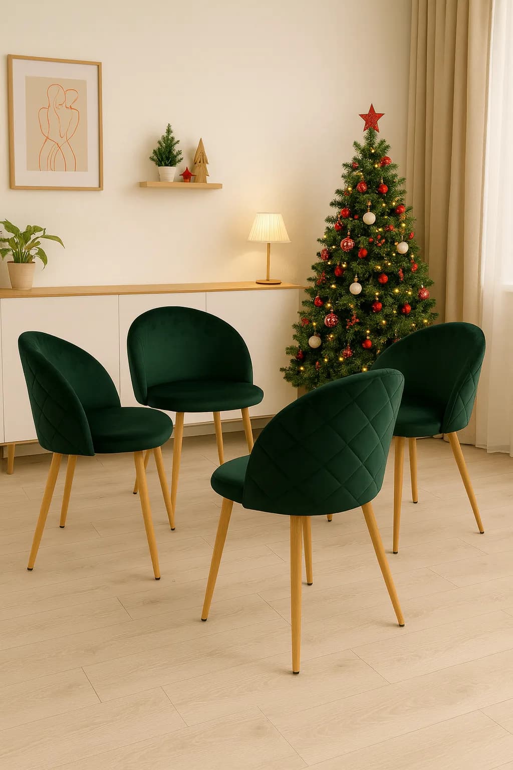 Set de 4 Silla Tokio Felpa Wood