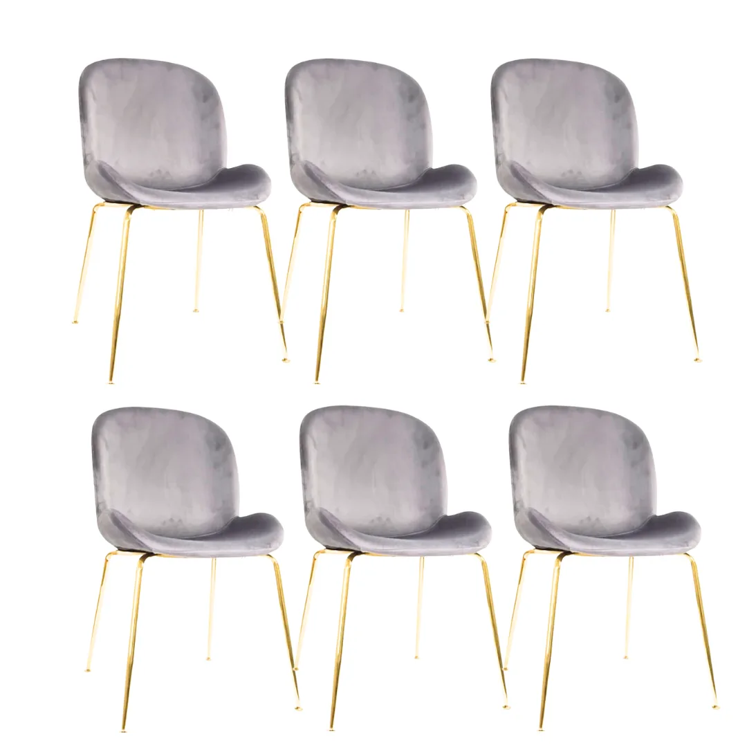 Set 6 Sillas Beetle Felpa Gold