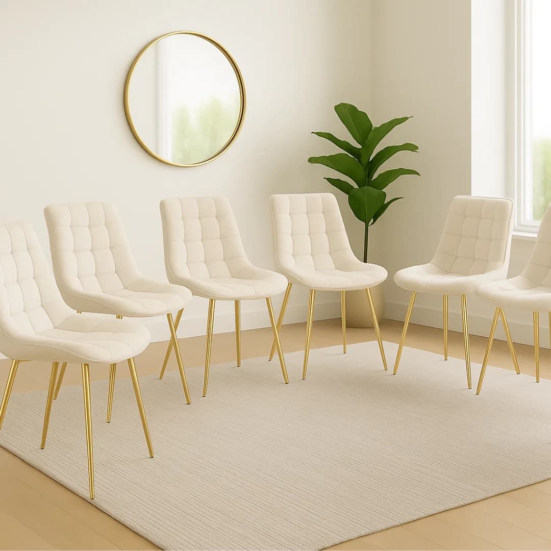 Set de 6 Silla Botón Gold para Comedor