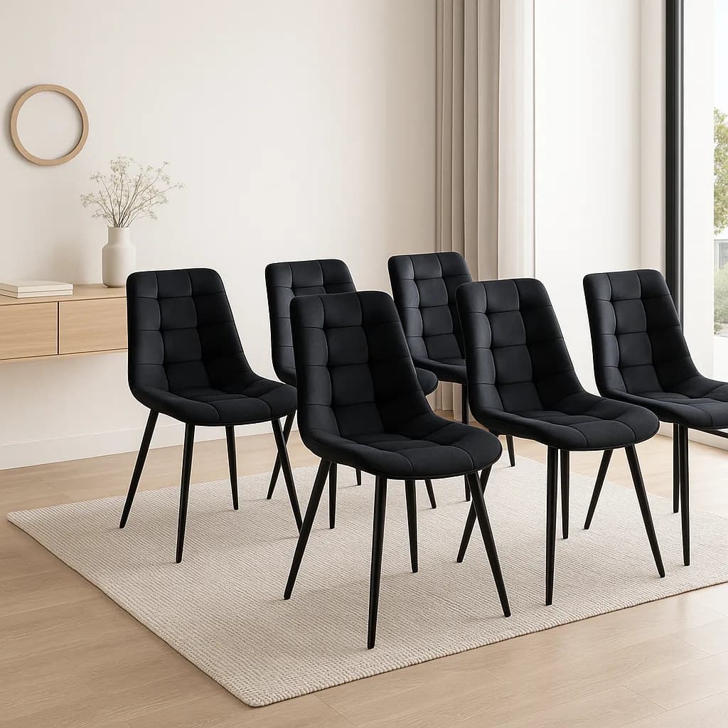 Pack X6 Sillas Silla Botón Black para Comedores