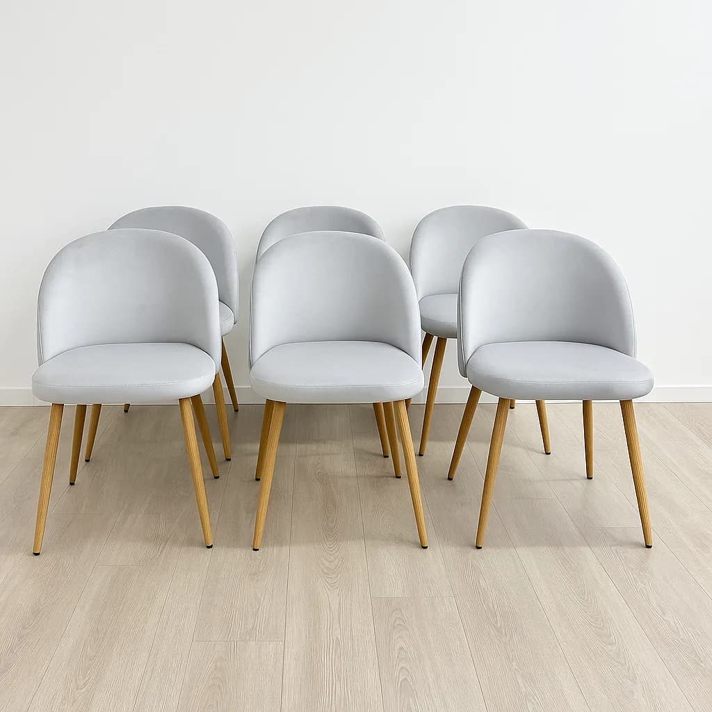 Pack X6 Sillas Tokio Felpa Wood