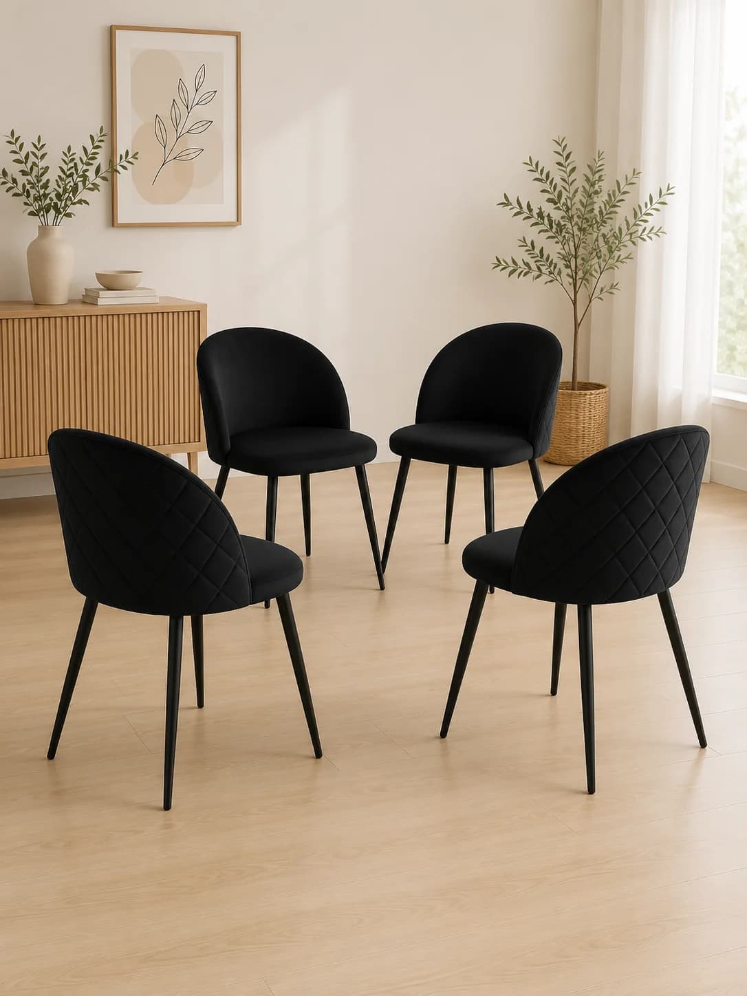 Set de 4 Silla Tokio Felpa Black