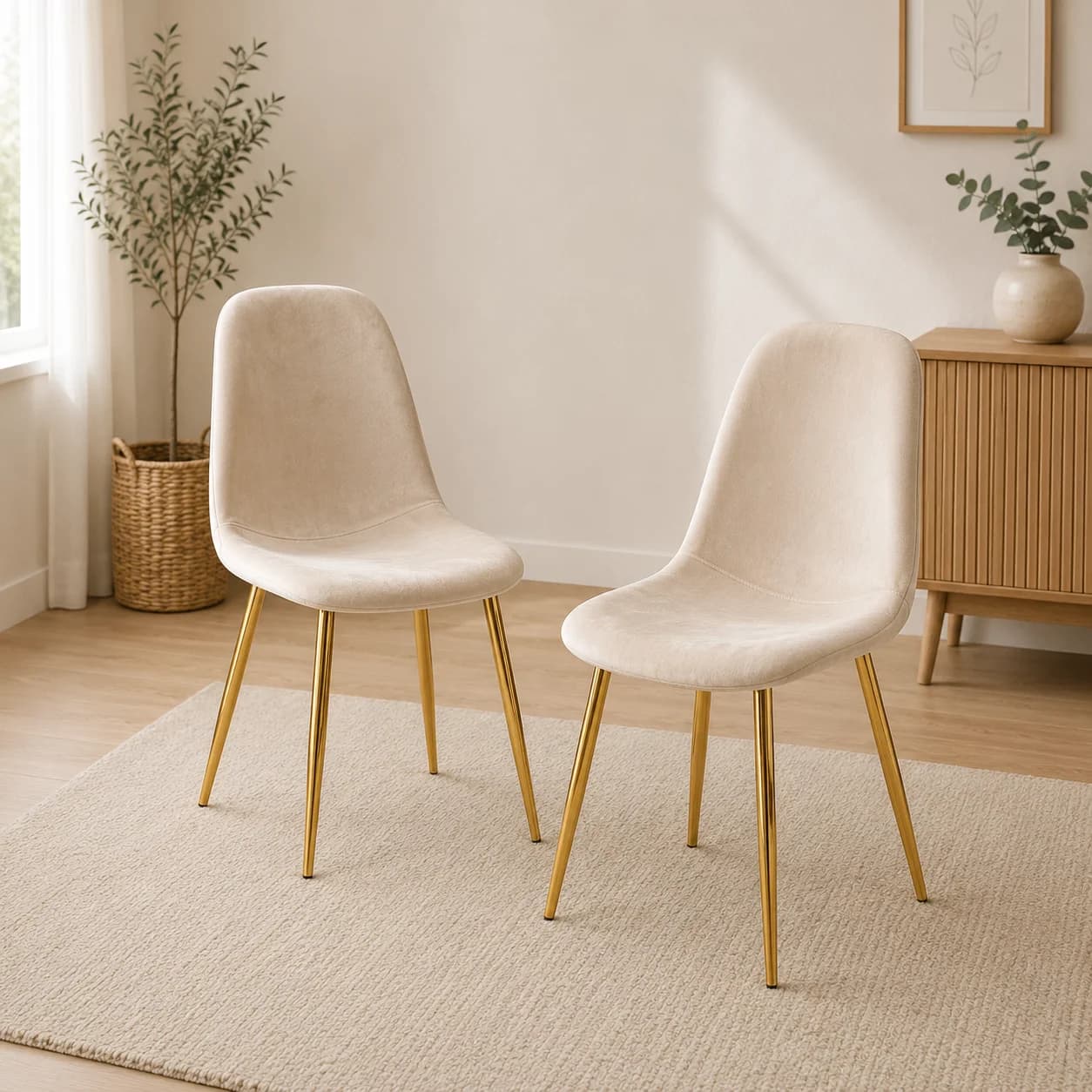Set de 4 Sillas Milano Felpa Gold