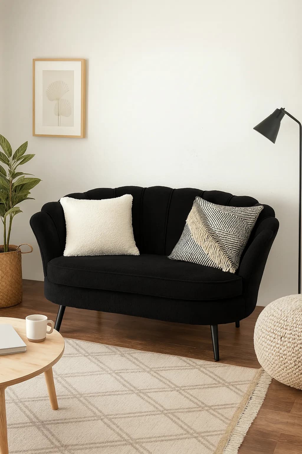 Sofa Corona 2 Cuerpos Negro