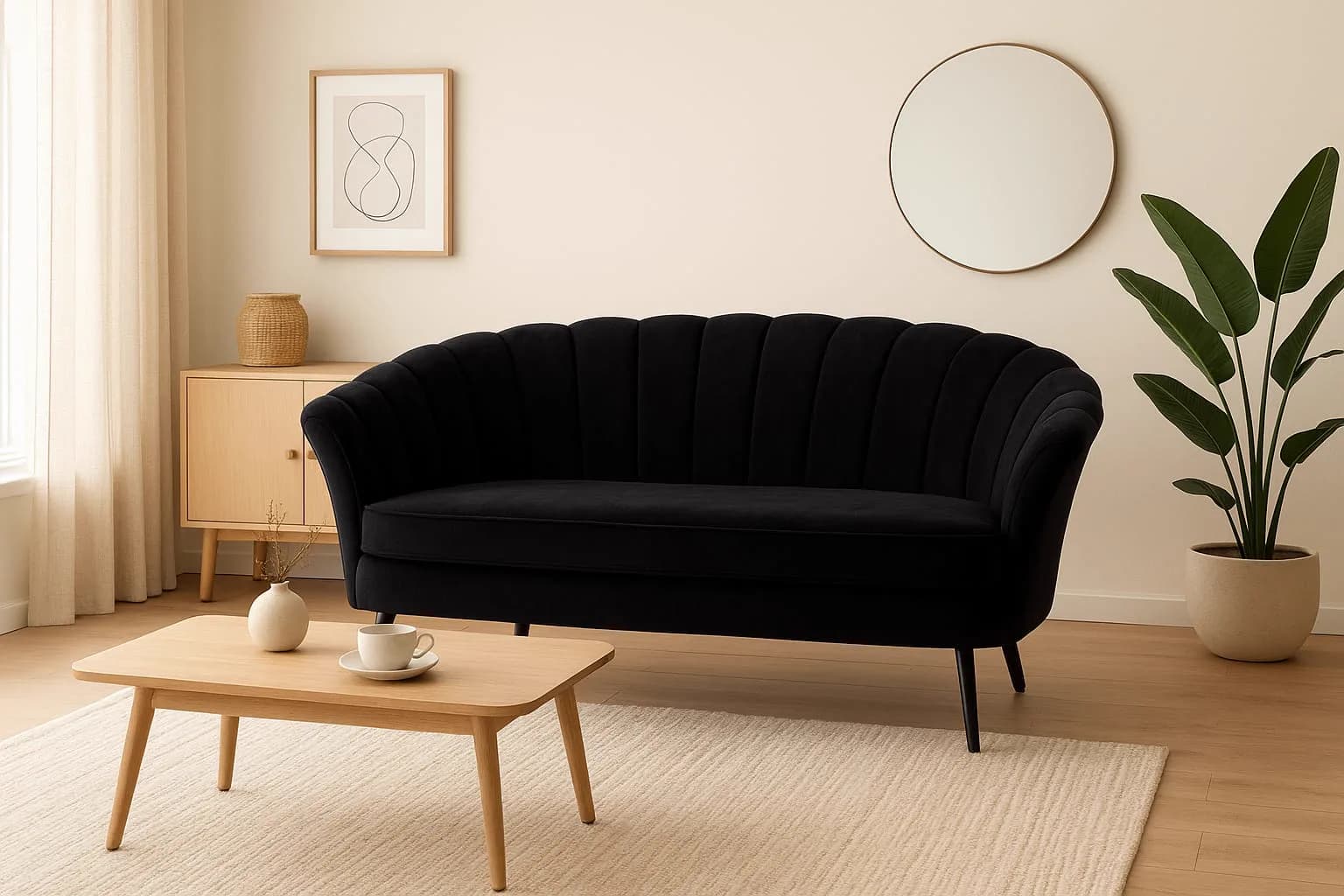 Sofa Corona 3 puestos Negro