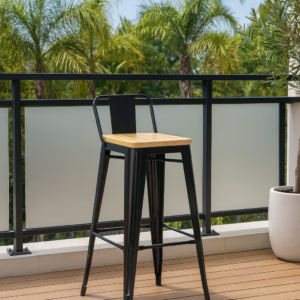 Taburete Tolix con Madera (Altura al Asiento 64cm)