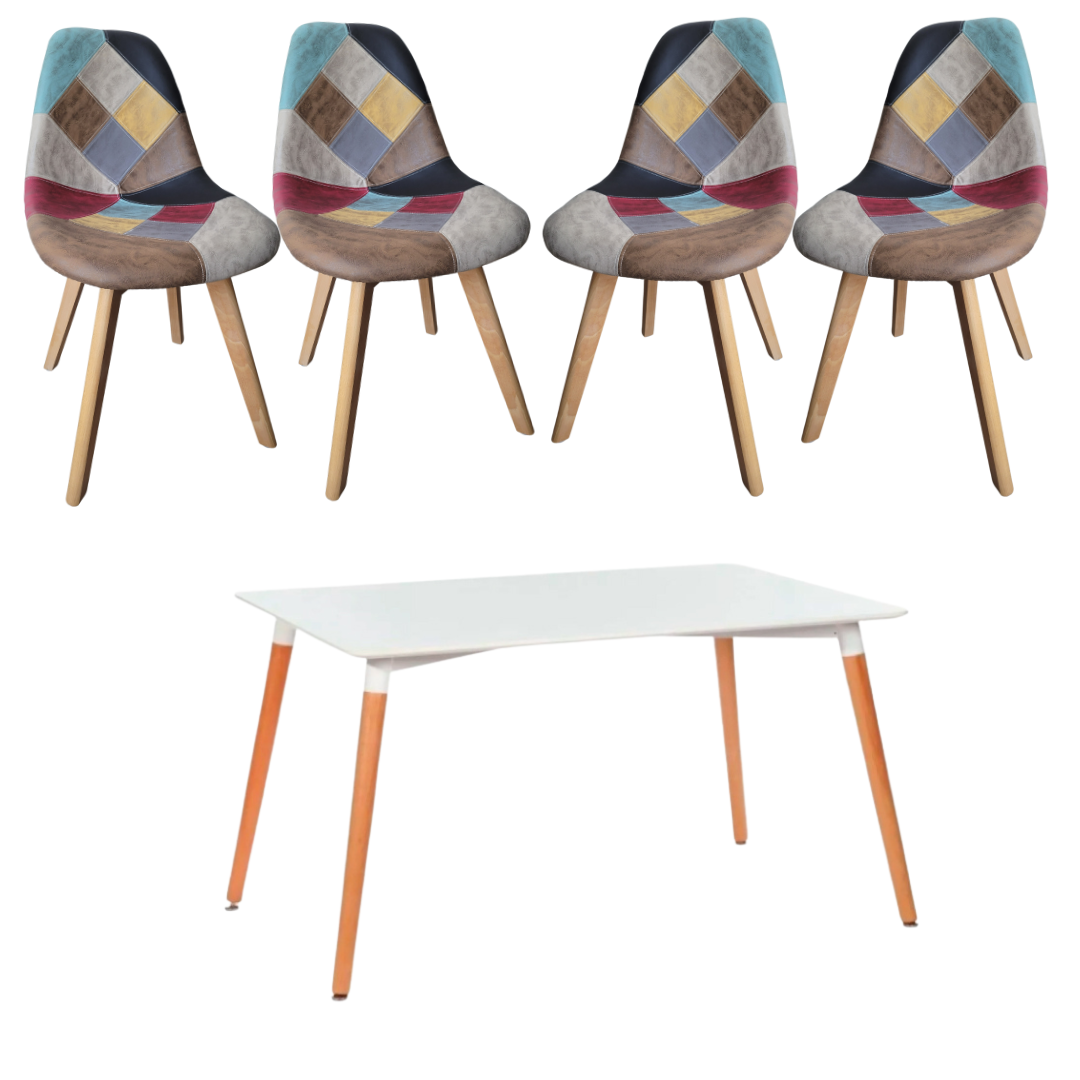 Mesa Rectangular Eames Wood con 4 Sillas Davinci - Imagen 4