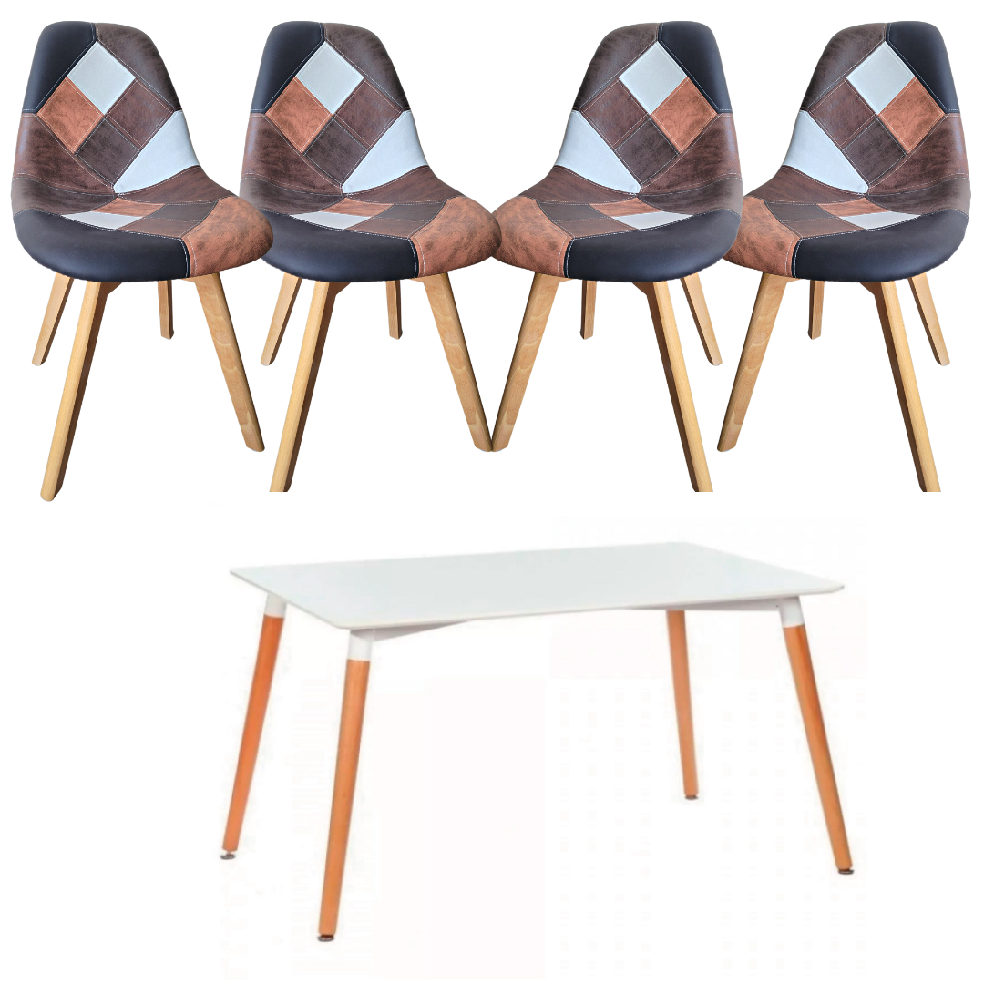 Mesa Rectangular Eames Wood con 4 Sillas Davinci - Imagen 5