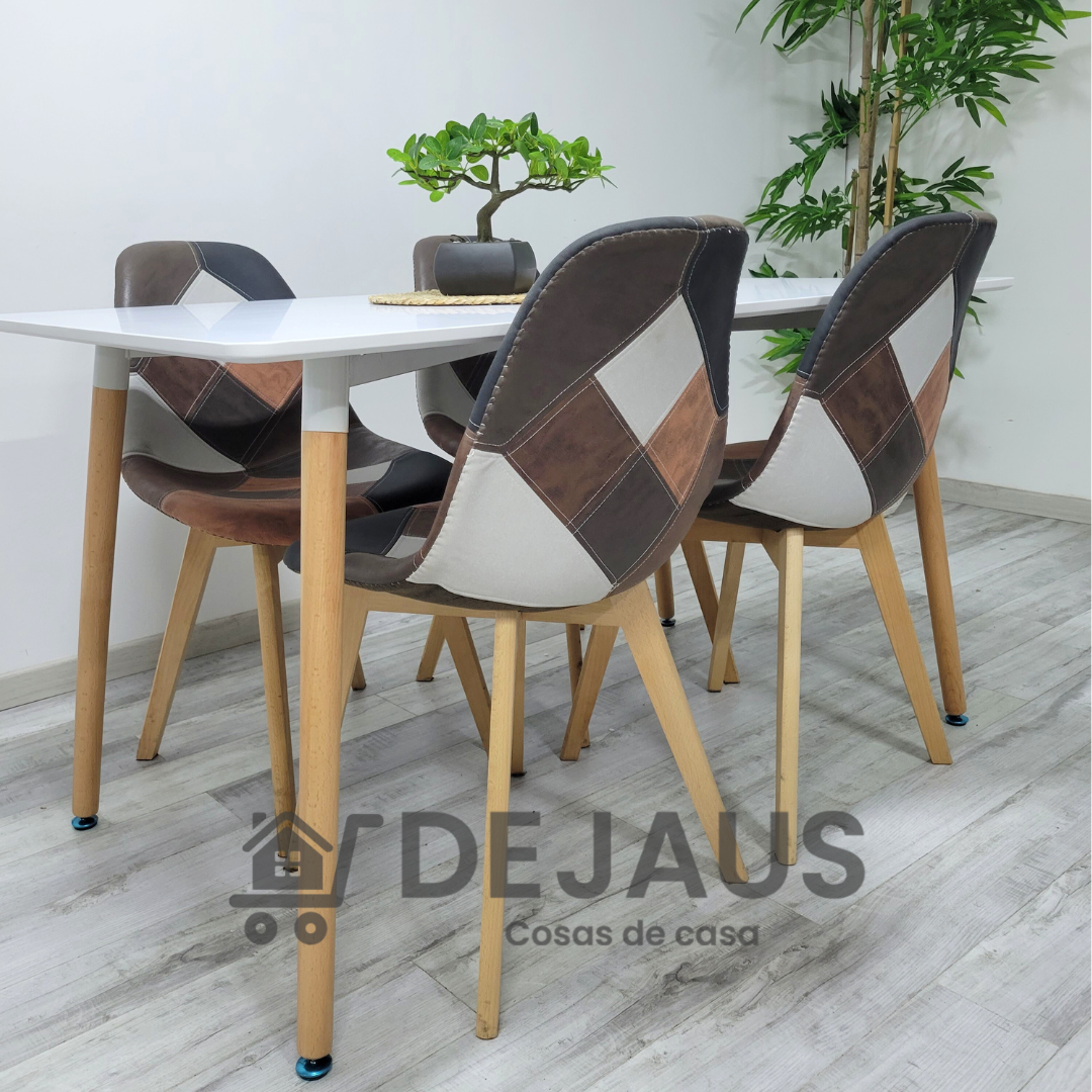 Mesa Rectangular Eames Wood con 4 Sillas Davinci - Imagen 3