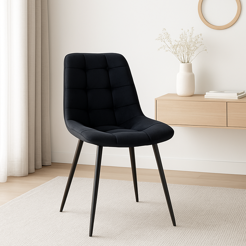 Silla Botón Felpa Black - Imagen 2