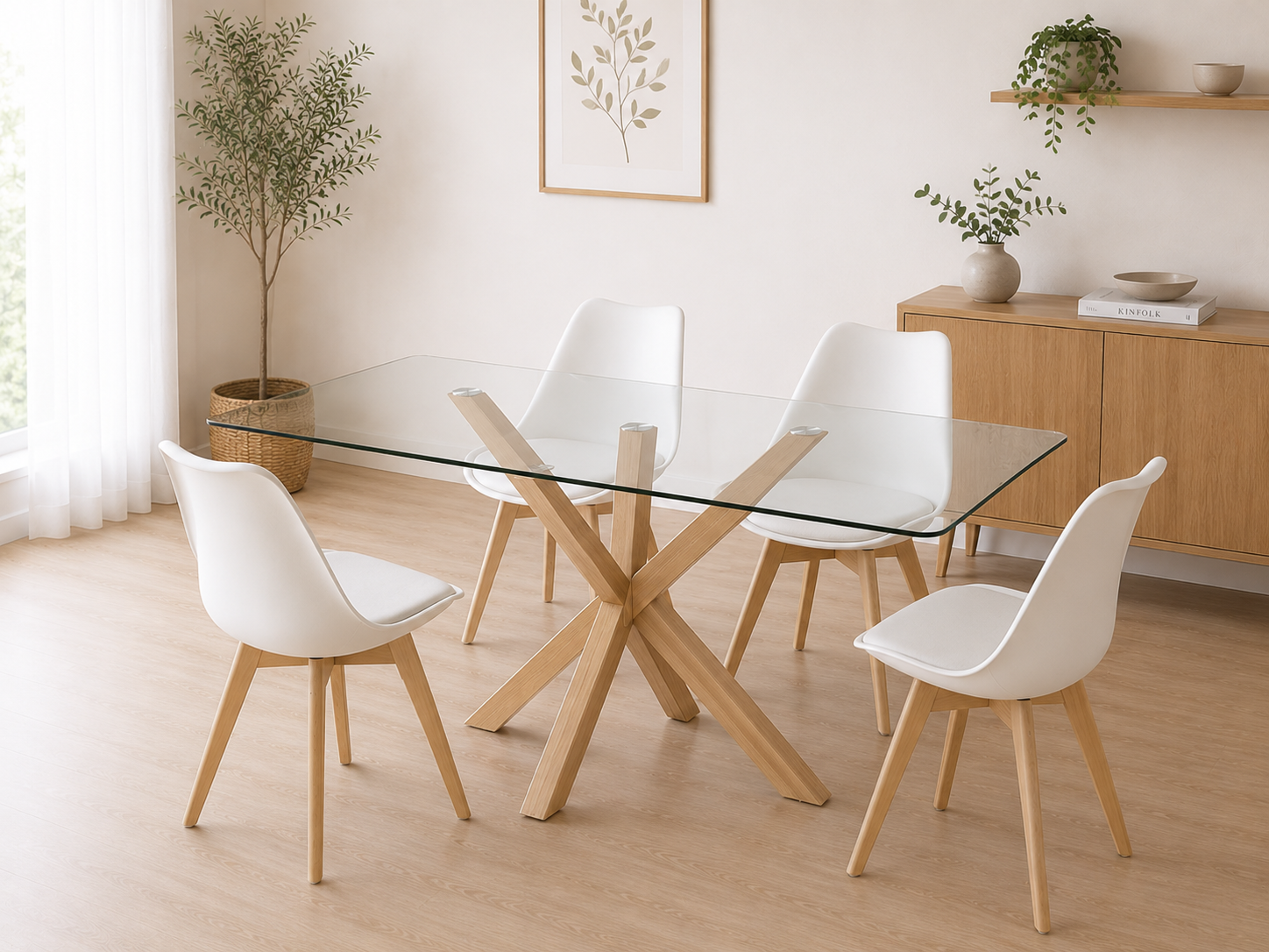 Mesa Rectangular Warwick Con 4 Sillas Tulip
