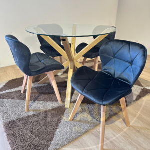 Mesa Warwick 100CM con 4 Sillas Mariposa Felpa