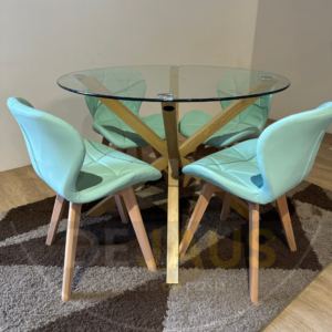 Mesa Warwick 100cm con 4 Sillas Mariposas Ecocuero