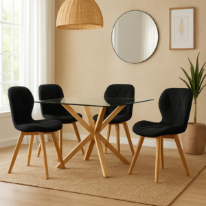 Mesa Rectangular Warwick con 4 Sillas Mariposa Felpa