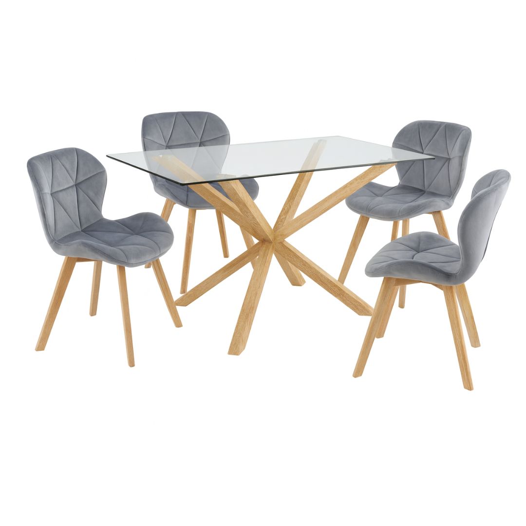 Mesa Rectangular Warwick con 4 Sillas Mariposa Felpa - Imagen 6