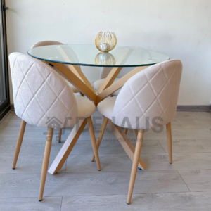 Mesa Warwick (120CM) con 4 Sillas Tokio Lino Wood