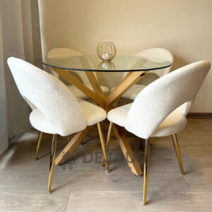 Mesa Warwick 100cm con 4 Sillas Gold Ovejita