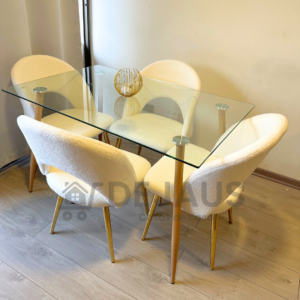 Mesa Nórdica Four con 4 Silla Gold Ovejita