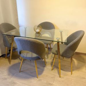 Mesa Nórdica Four Gold con 4 Silla Gold Ovejita