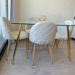 Mesa Nórdica Four Gold con 4 Silla Tokio Lino
