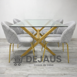 Mesa medlock rectangular con 4 sillas Tokio felpa
