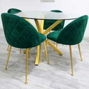 Mesa Warwick (100cm) con 4 Silla Tokio Felpa Gold