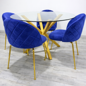 Mesa Warwick (120cm) con 4 Silla Tokio Felpa Gold