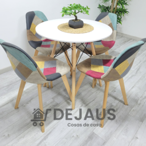 Mesa Eames MDF Blanca con 4 Sillas Davinci