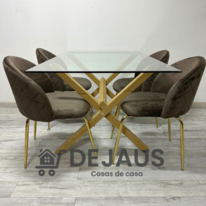 Mesa medlock rectangular con 4 sillas Tokio felpa