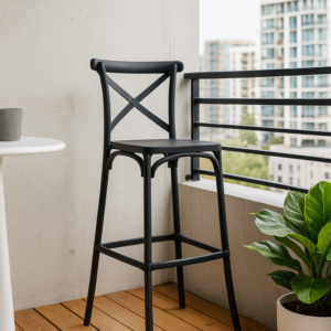 Taburete Crossback Negro (Altura al Asiento 66cm)