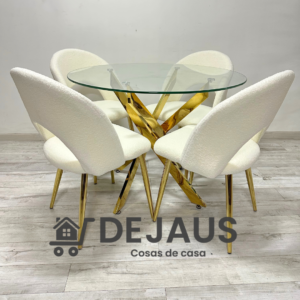 Mesa Dubai Gold con 4 sillas Ovejitas Gold