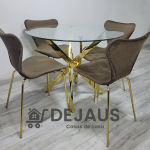Mesa Dubai Gold con 4 Sillas Milán