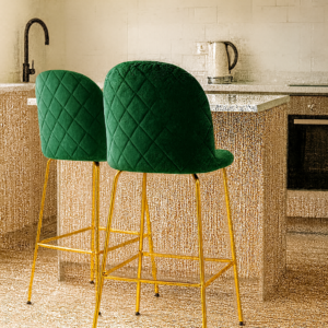 Pack x2 Taburetes Tokio Felpa Gold (Altura Asiento 66cm)