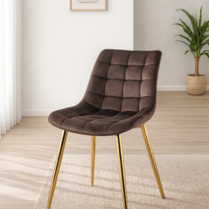 Silla Botón Felpa Gold