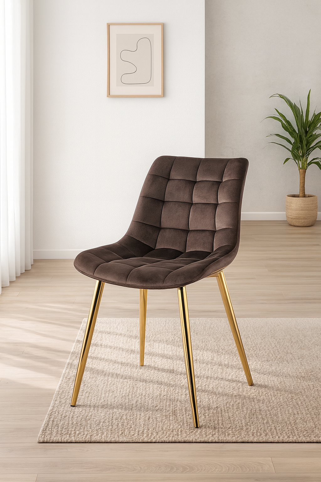 Silla Botón Felpa Gold