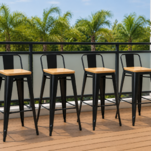 pack x4 taburetes tolix con madera (65cm)
