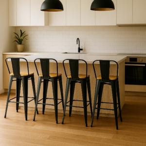 pack x4 taburetes tolix con madera (65cm)