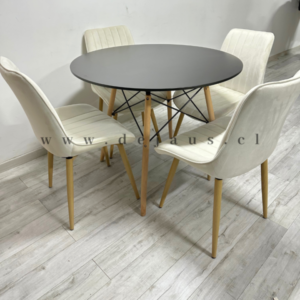 Mesa Eames MDF con 4 Sillas Luxury Felpa Wood