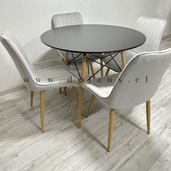 Mesa Eames MDF con 4 Sillas Luxury Felpa Wood