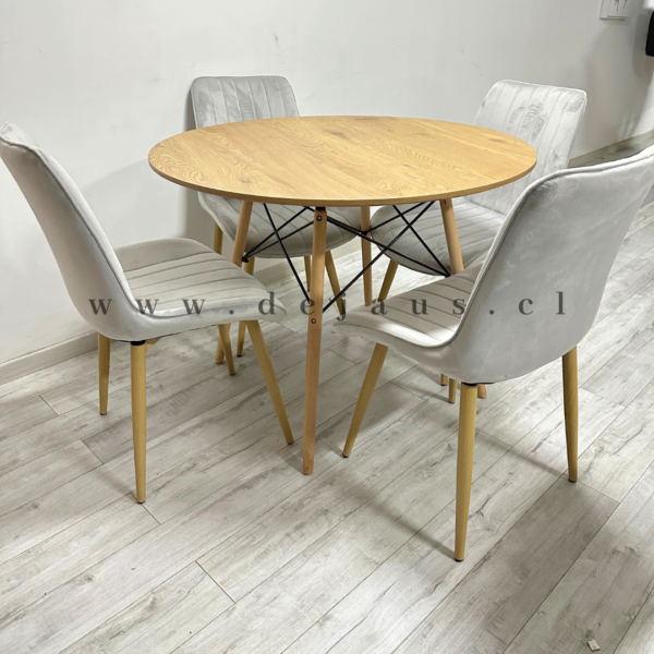 Mesa Eames MDF con 4 Sillas Luxury Felpa Wood