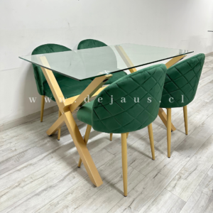 Mesa Medlock Rectangular con 4 Sillas Tokio Felpa Wood