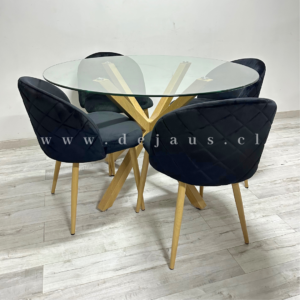 Mesa Warwick con 4 Sillas Tokio Felpa Wood