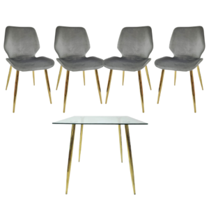 Mesa de Vidrio Four Gold (130 cm) con Sillas Mariposa Top Gold