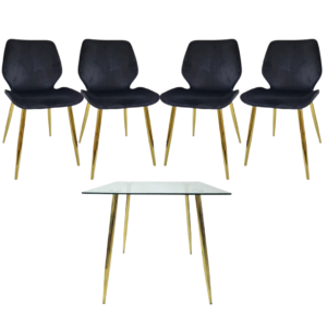 Mesa de Vidrio Four Gold (80 cm) con Sillas Mariposa Top Gold