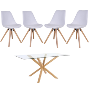 Mesa Warwick (140 cm) con 4 Sillas Tulip Nord