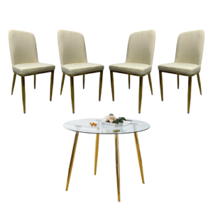 Mesa Redonda Lyon Gold (80 Cm) con 4 Sillas Eleganc