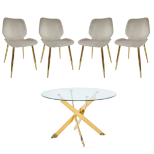 Mesa Redonda Dubai Gold (120 cm) con Sillas Mariposa Top Gold