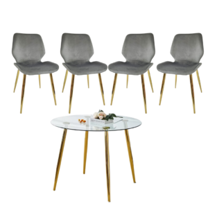 Mesa Redonda Lyon Gold (100 cm) con sillas Mariposa Top Gold