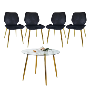 Mesa Redonda Lyon Gold (80 cm) con sillas Mariposa Top Gold